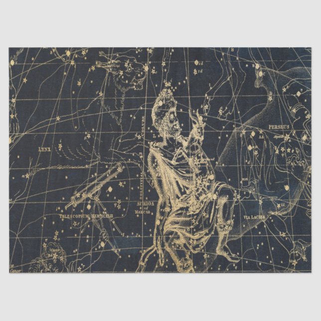 Gold Galaxy Star Map Series Design 2 Tissue Paper (Front)