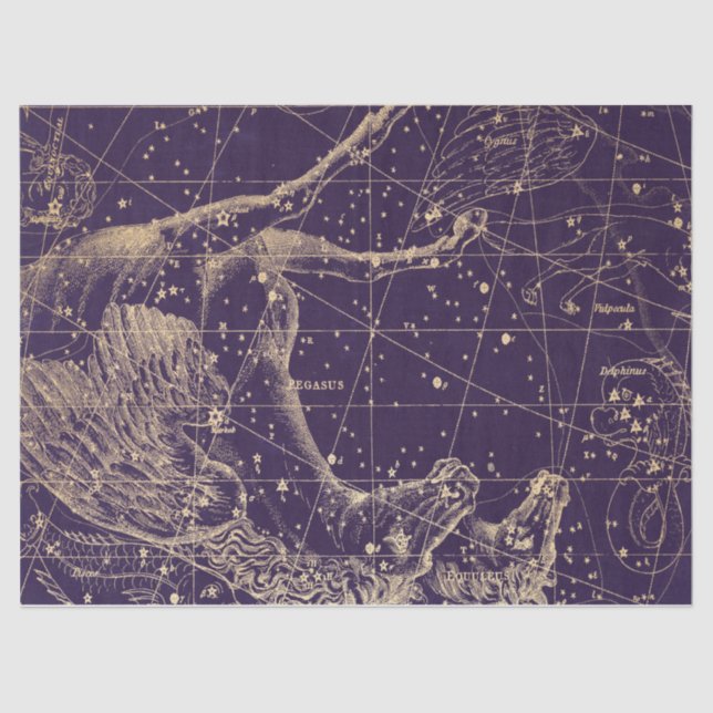 Gold Galaxy Star Map Series Design 3 Tissue Paper (Front)