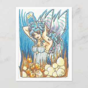 Gold Garden blue Fairy fantasy Art Print Postcard