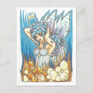 Gold Garden blue Fairy fantasy Art Print Postcard