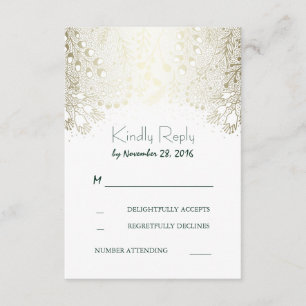 Gold Garden Flowers Wedding RSVP Cards
