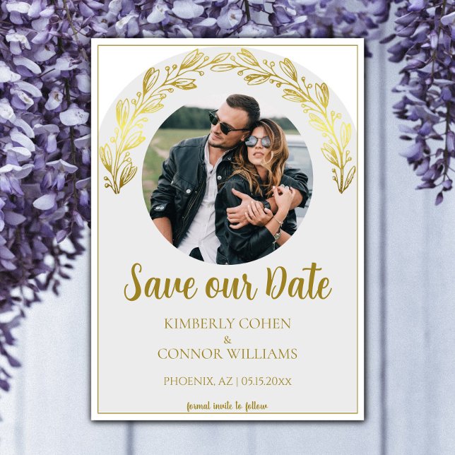 Gold Garland Photo Save the Date (Gold Garland Photo Save the Date)