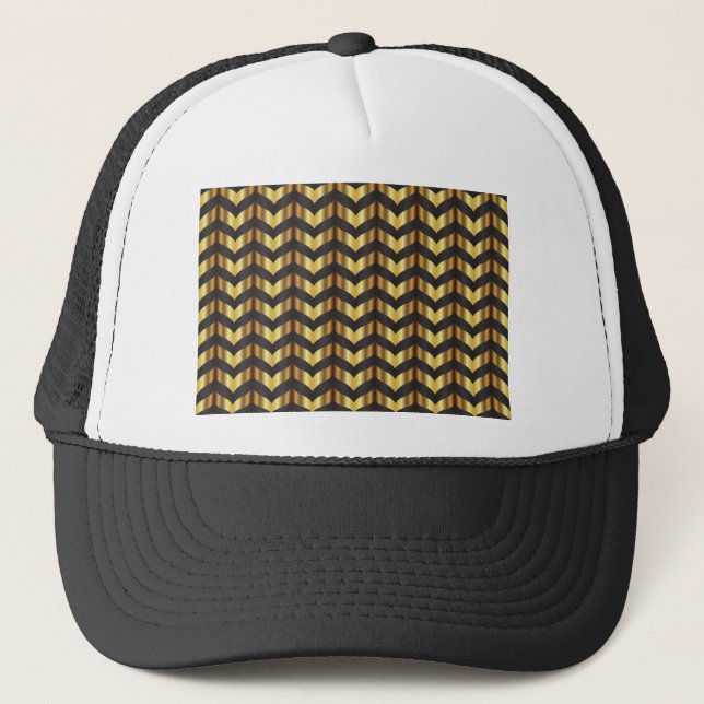 gold gatsby chevron trucker hat (Front)