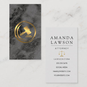 Gold Gavel Logo Law Black Marble Appointment Card