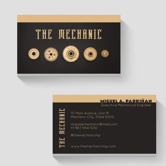 Gold Gears Set Mechanic Business Card (Creator Uploaded)