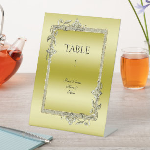 Gold Gem & Glitter 50th Golden Birthday Party Pedestal Sign