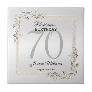 Gold Gem & Glitter 50th Golden Wedding Anniversary Ceramic Tile