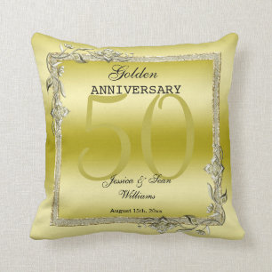 Gold Gem & Glitter 50th Golden Wedding Anniversary Cushion
