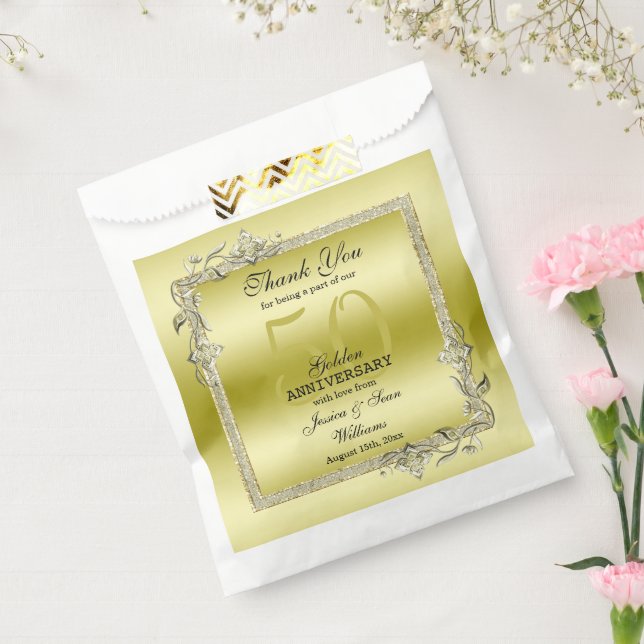 Gold Gem & Glitter 50th Golden Wedding Anniversary Favour Bag (Sealed)