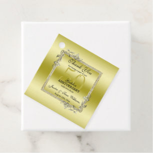 Gold Gem & Glitter 50th Golden Wedding Anniversary Favour Tags