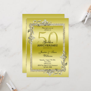 Gold Gem & Glitter 50th Golden Wedding Anniversary Invitation