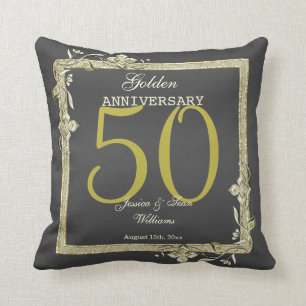 Gold Gem & Glitter 50th Golden Wedding Cushion