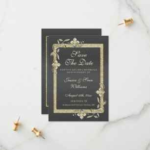 Gold Gem & Glitter 50th Golden Wedding  Save The Date