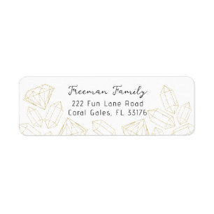 Gold Gem Glitter Return Address Label