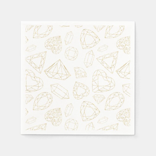 Gold Gem Pattern Birthday Party Napkins (Front)