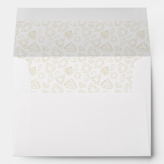 Gold Gem Pattern Glam Birthday Party Envelope (Back (Bottom))