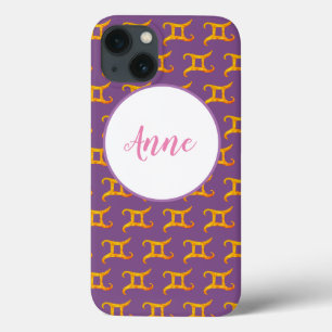 Gold Gemini Astrology Sign Custom Name iPhone 13 Case