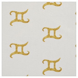 Gold Gemini Astrology Sign Fabric