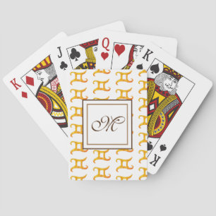 Gold Gemini Astrology Sign Monogram Playing Cards
