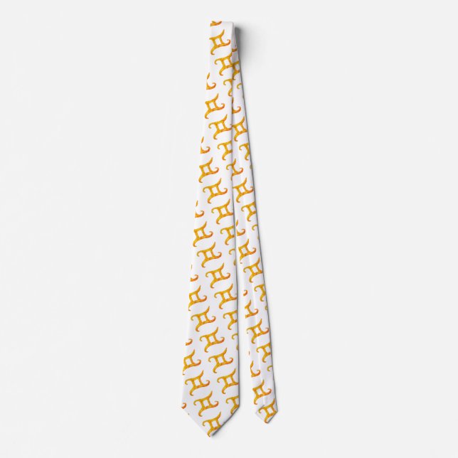 Gold Gemini Astrology Sign Tie (Front)