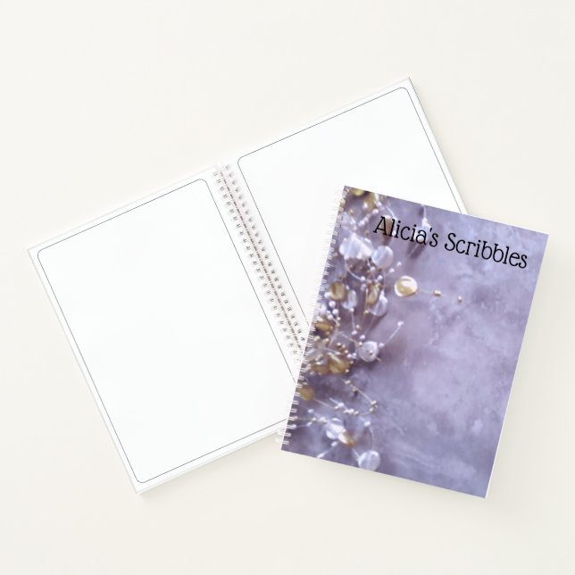 Gold Gems on Lavender Personalised Chic Notebook (Inside)