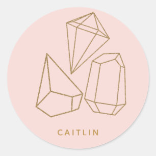 Gold Gemstone Blush Pink Return Envelope Seals