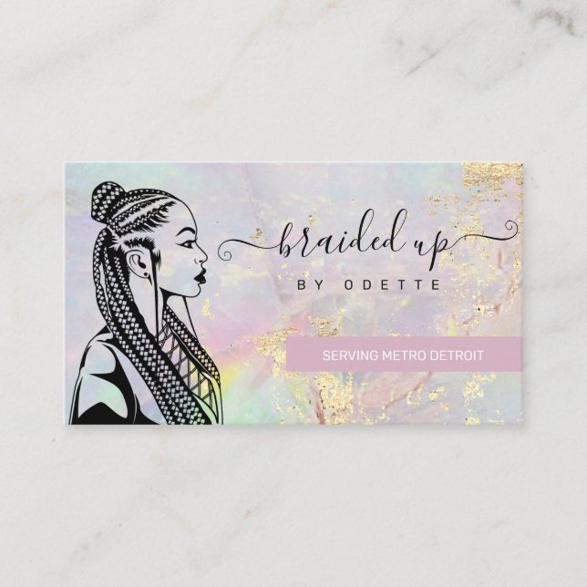 Gold Gemstone Braider Braid Stylist  Business Card (Front)