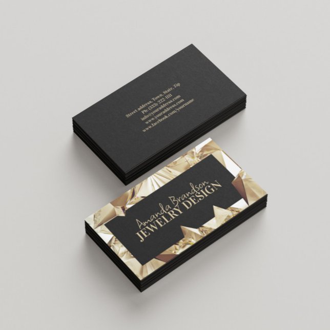 Gold Gemstone Diamond Jeweller Jewellery Design Business Card (Perfect for business)