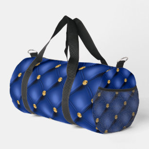 Gold Gemstone Tufted Blue Duffle Bag