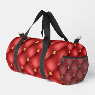 Gold Gemstone Tufted Red Duffle Bag