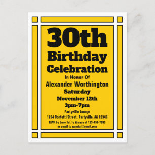 Gold Geometric 30th Birthday Invite Postcard