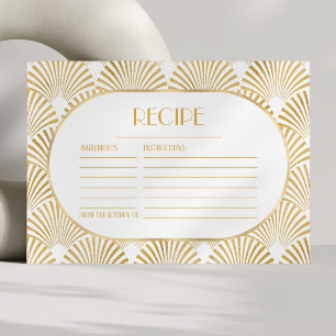 Gold Geometric Art Deco Bridal Shower Recipe Card
