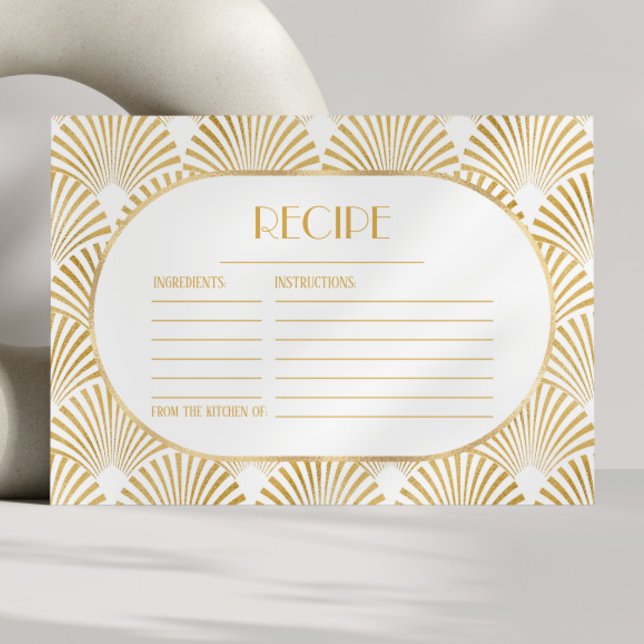 Gold Geometric Art Deco Bridal Shower Recipe Card (Creator Uploaded)