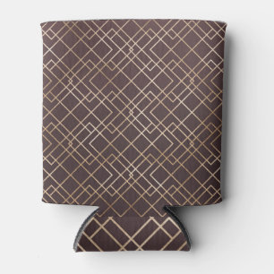 Gold Geometric, Art Deco Marsala. Can Cooler
