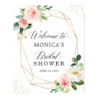 Gold Geometric Blush Floral Bridal Shower Sign