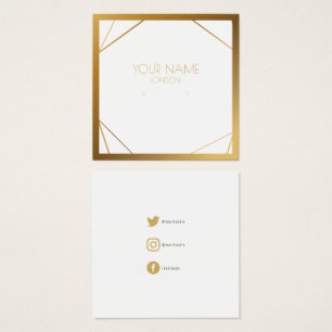 Gold geometric border earring holder, social icons