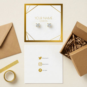 Gold geometric border earring holder, social icons