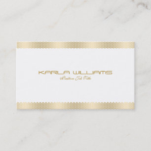 Gold Geometric Border On Plain White Business Card
