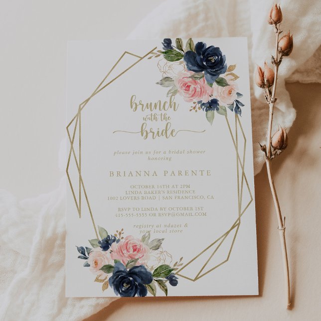 Gold Geometric Brunch with the Bride Shower   Invitation (Creator Uploaded)