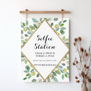 Gold Geometric Calligraphy Selfie Station Sign