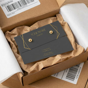 Gold geometric earring display card