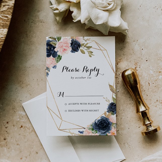 Gold Geometric Elegant Winter Floral RSVP (Creator Uploaded)