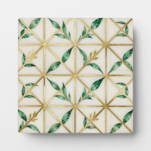 Gold Geometric Emerald Leaf Luxury Pattern Plaque