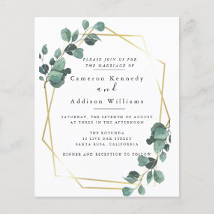 Gold Geometric, Eucalyptus Greenery Wedding Flyer