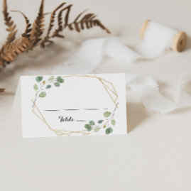 Gold Geometric Eucalyptus Wedding Place Card