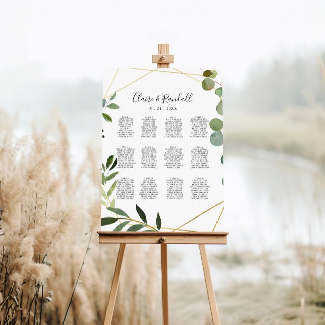 Gold Geometric Eucalyptus Wedding Seating Chart (Creator Uploaded)