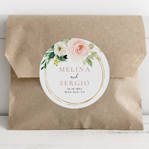 Gold Geometric Fall Flowers  Wedding Envelope Seal