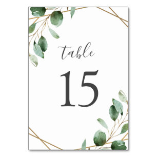 Gold Geometric Frame Greenery Eucalyptus Table Number