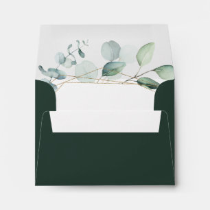 Gold Geometric Greenery Pre-Printed Address RSVP Envelope