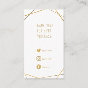 Gold geometric insert Card for customer orders.